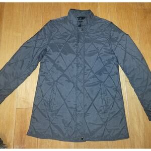 London Fog Manhattan Quilted Coat Jacket Grey Size M Full Zip Button Up